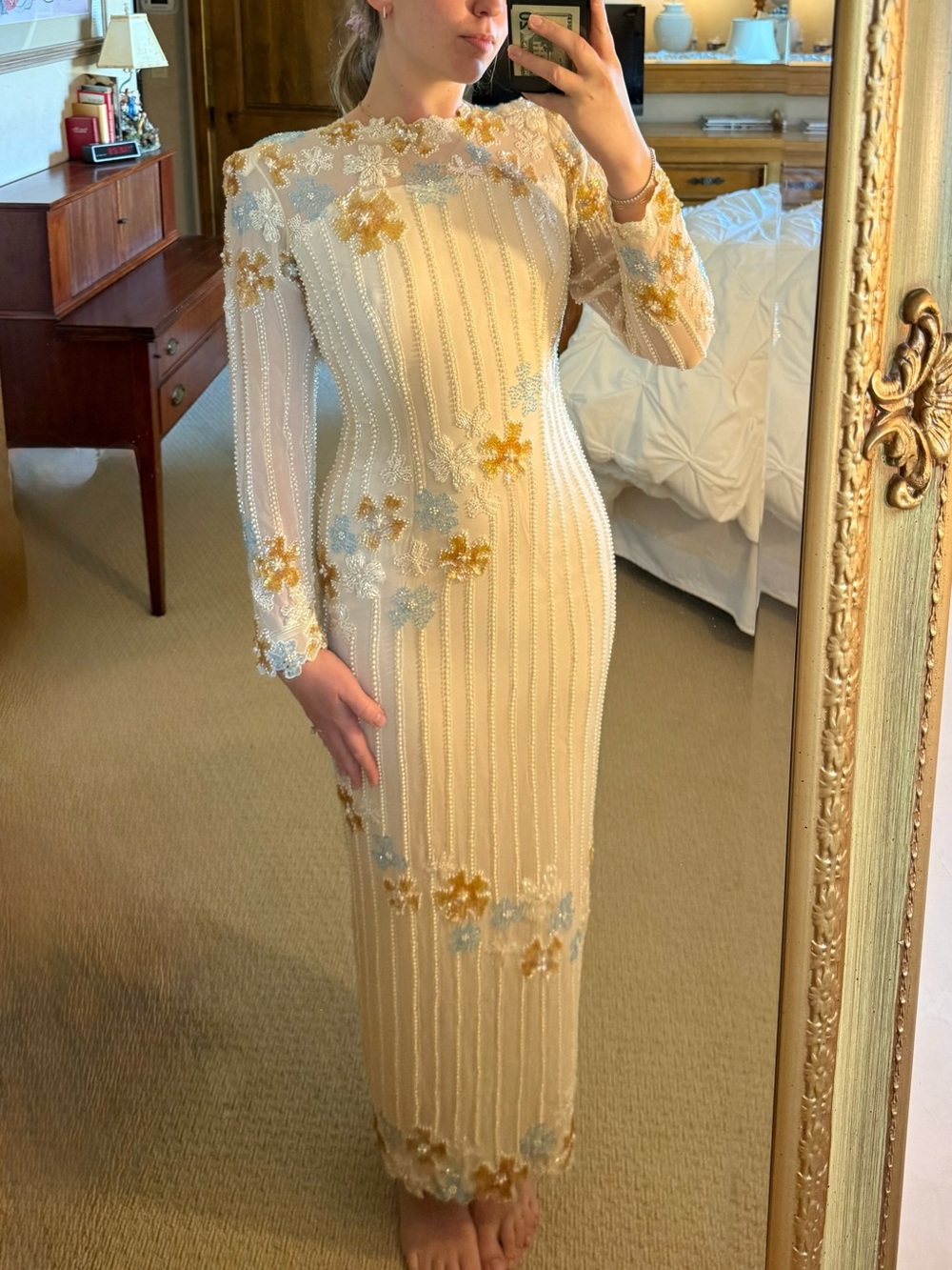 Vintage Silk Beaded Dress by Landa